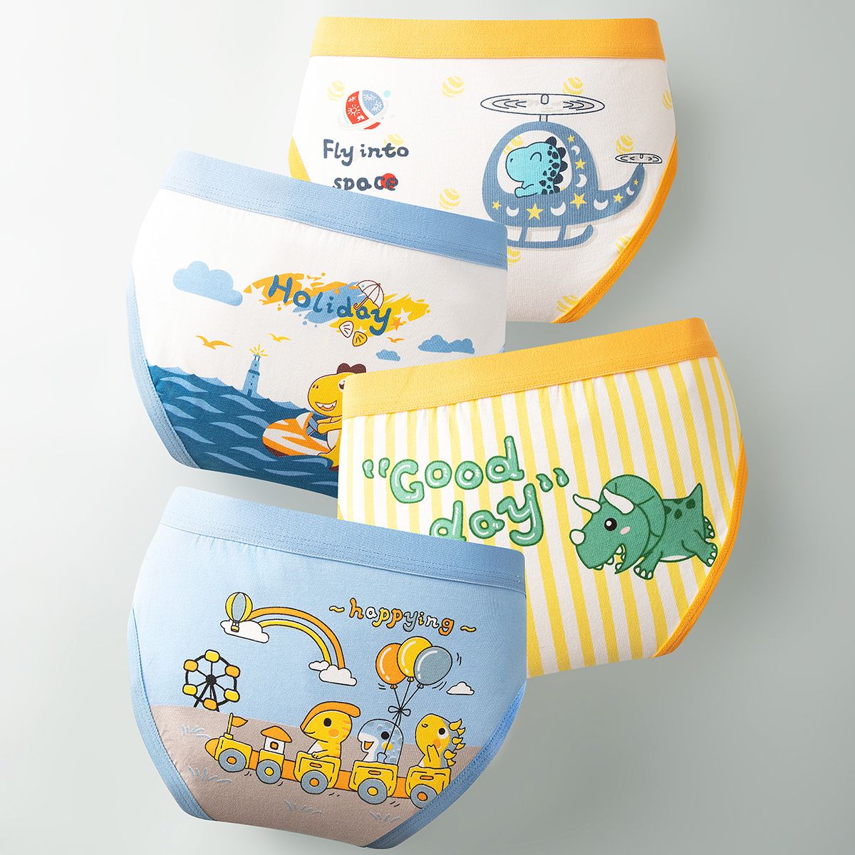4pcs Children Little Boy Briefs A-class All Cotton Cute Cartoon Kids Trouser Shorts Printed Kids Antibacterial Soft Panties