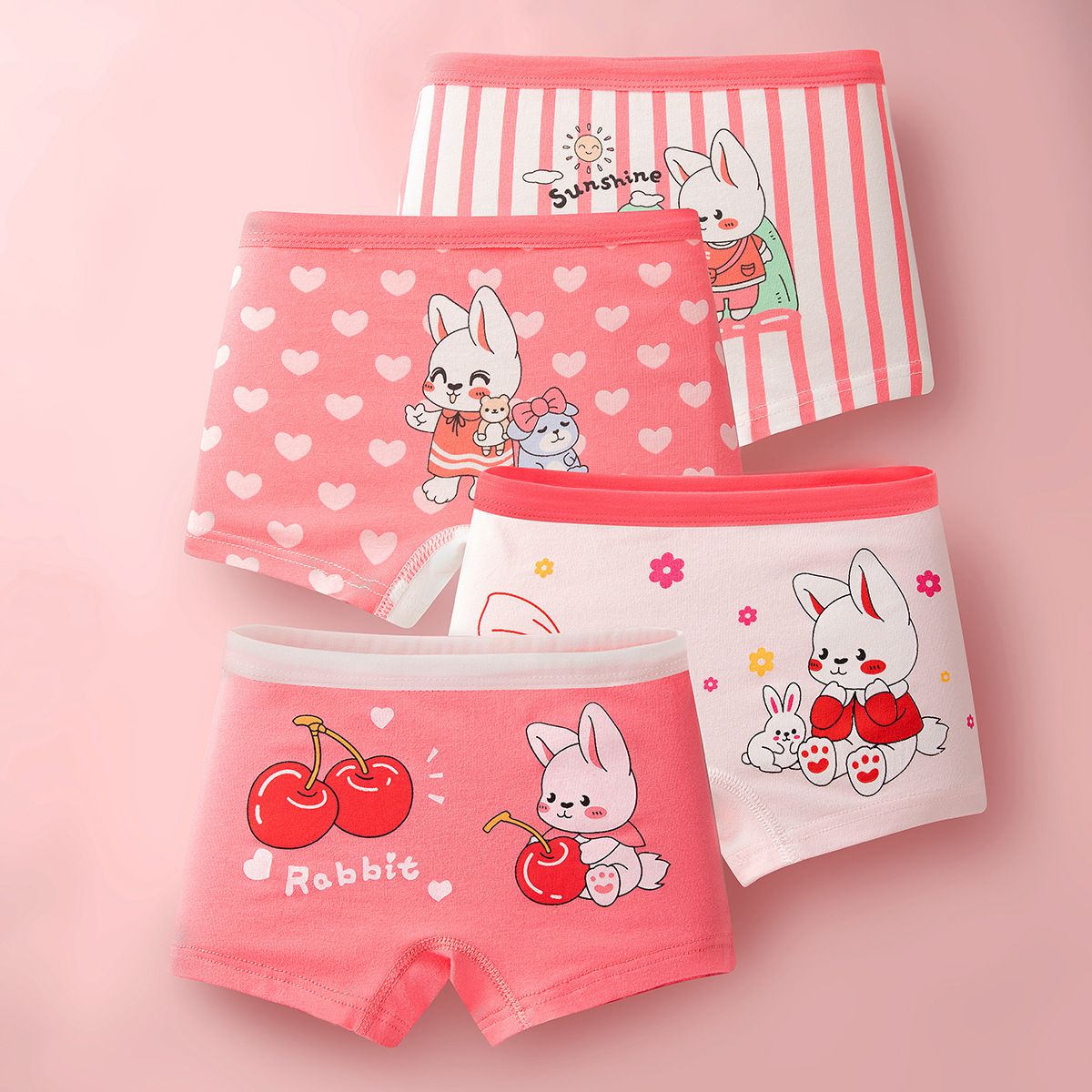 4pcs Children Little Girl Underwear A-class All Cotton Cute Cartoon Kids Trouser Shorts Printed Kids Antibacterial Soft Panties