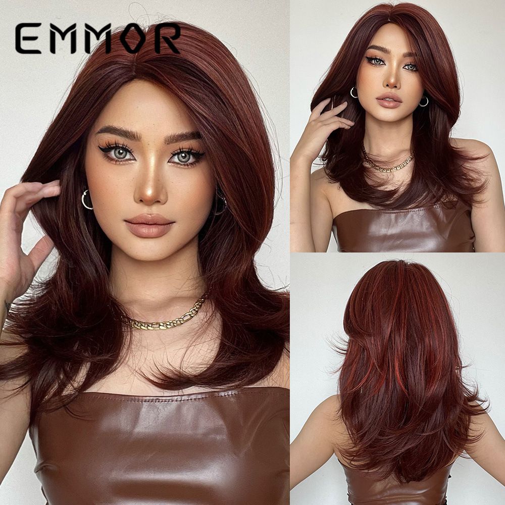 Gradient Slightly Partial Valgus French Bangs Micro-curly Nedium and Long Hair Chemical Fiber Wig