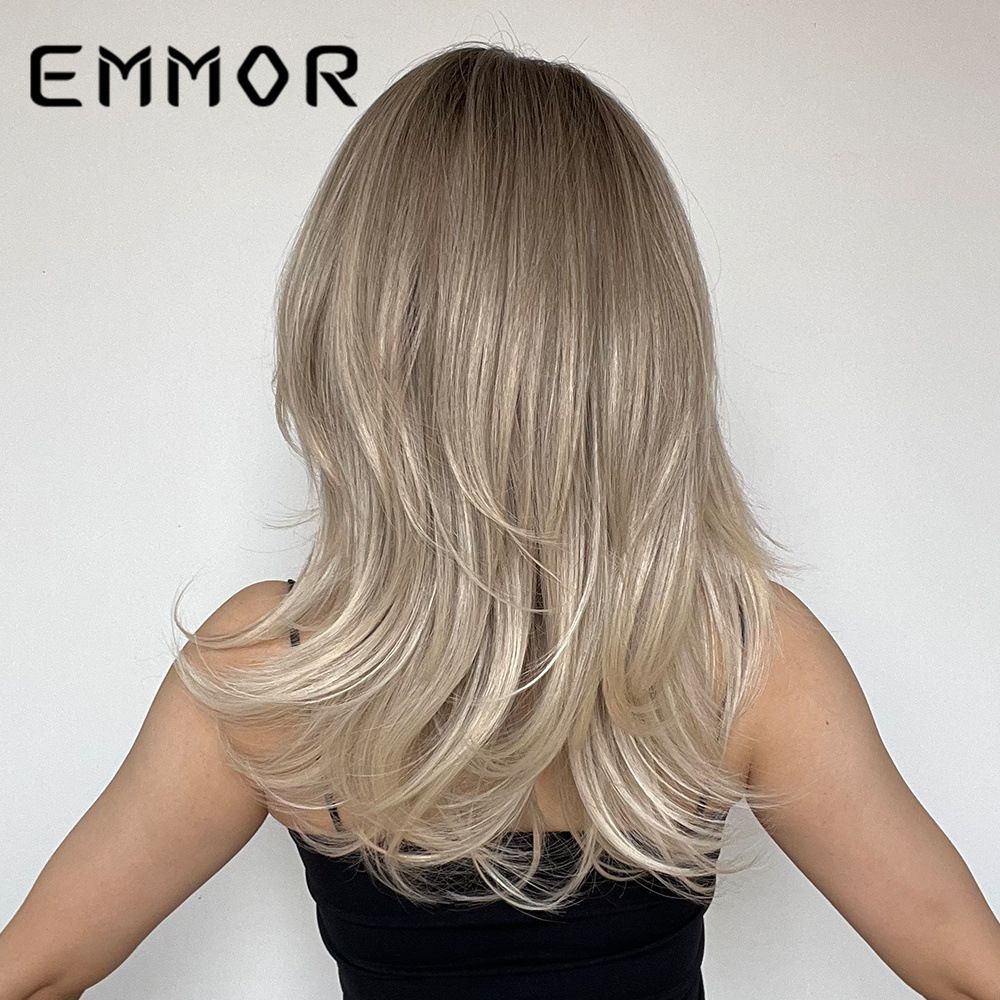 Gradient Slightly Partial Valgus French Bangs Micro-curly Nedium and Long Hair Chemical Fiber Wig