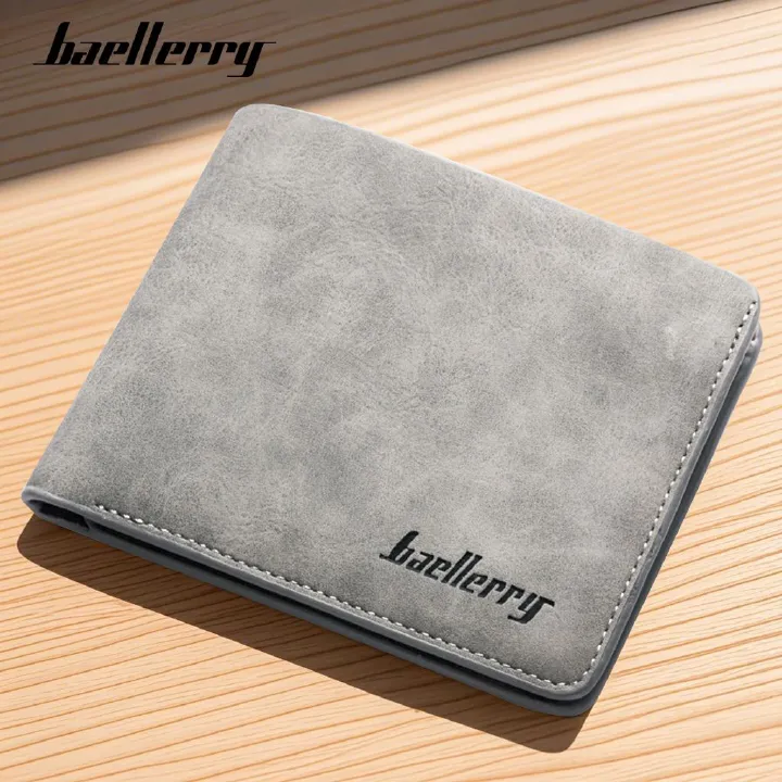 Wear Resistant Men's Wallet Short Retro Frosted Two Fold Vertical Wallet Card Bag