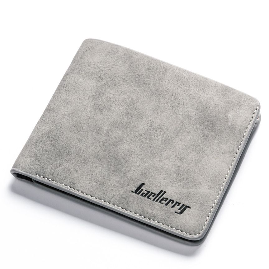 Wear Resistant Men's Wallet Short Retro Frosted Two Fold Vertical Wallet Card Bag