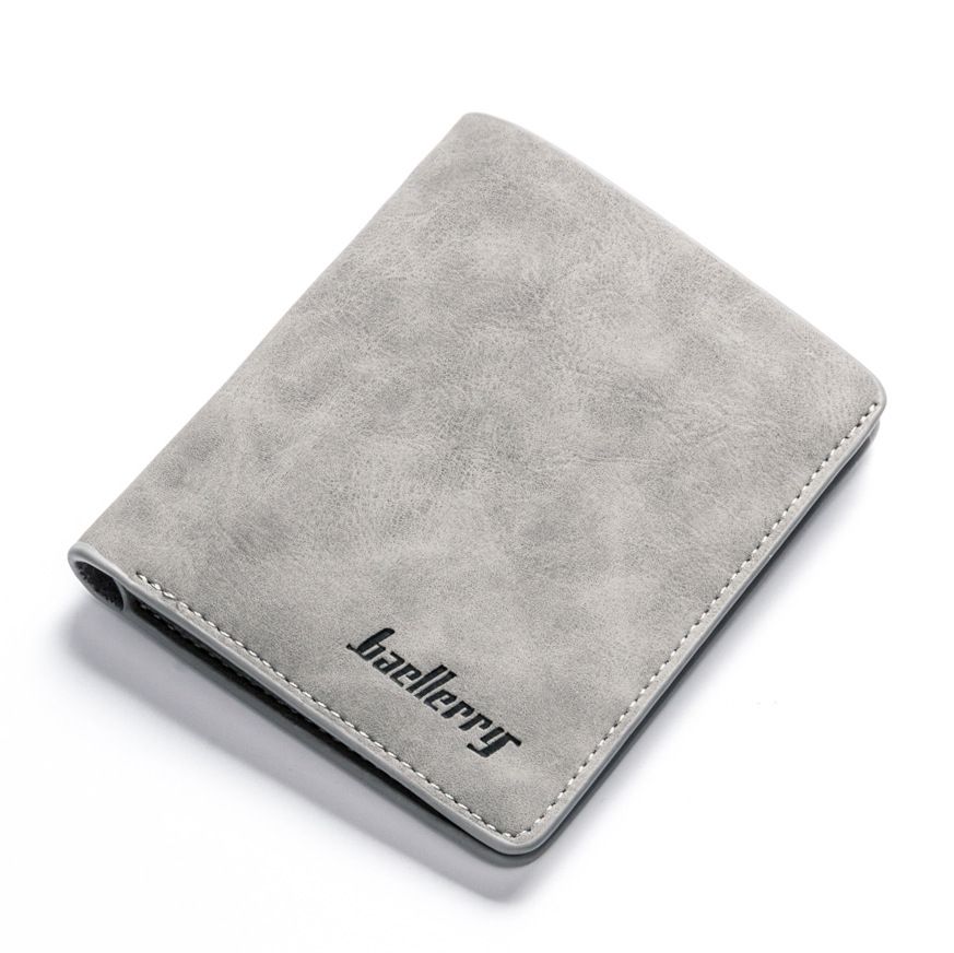Wear Resistant Men's Wallet Short Retro Frosted Two Fold Vertical Wallet Card Bag