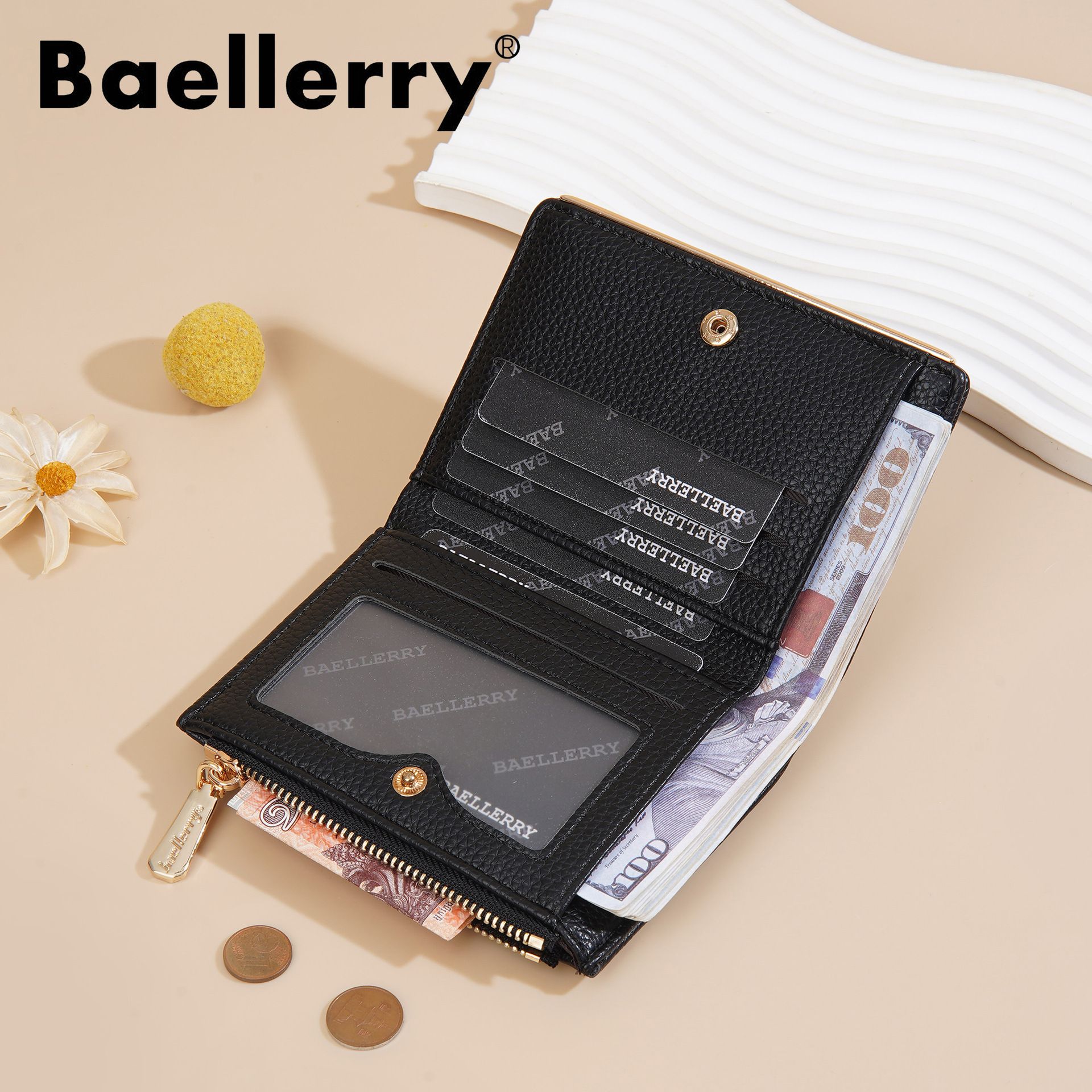 Women's Short Wallet, High-End Embroidery, Money Bag, Card Bag, Coin Purse, Fashionable PU Wallet, Women's wallet