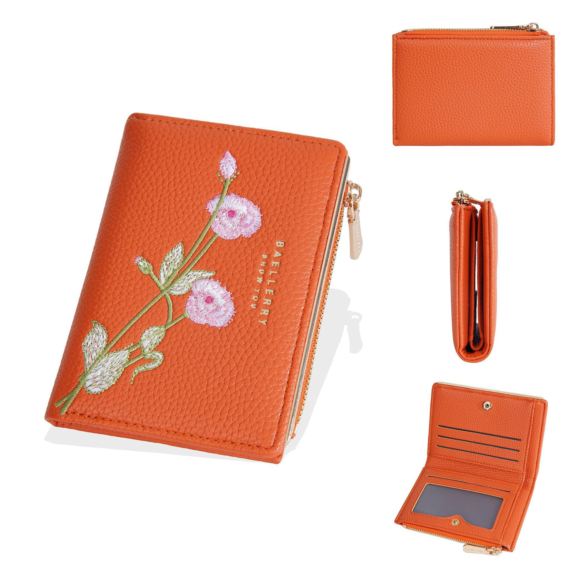 Women's Short Wallet, High-End Embroidery, Money Bag, Card Bag, Coin Purse, Fashionable PU Wallet, Women's wallet