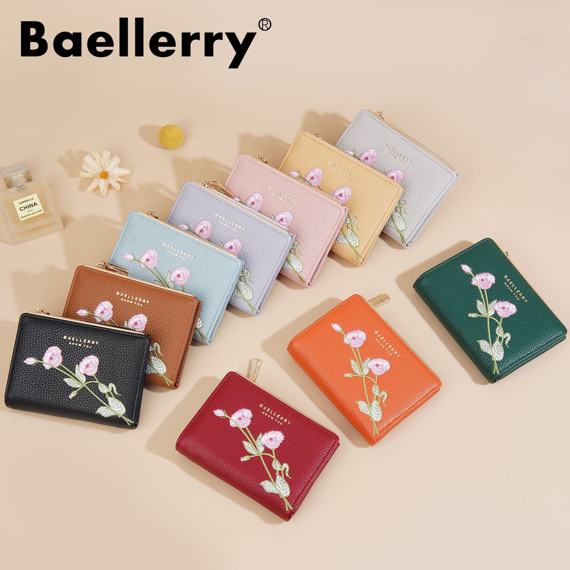 Women's Short Wallet, High-End Embroidery, Money Bag, Card Bag, Coin Purse, Fashionable PU Wallet, Women's wallet