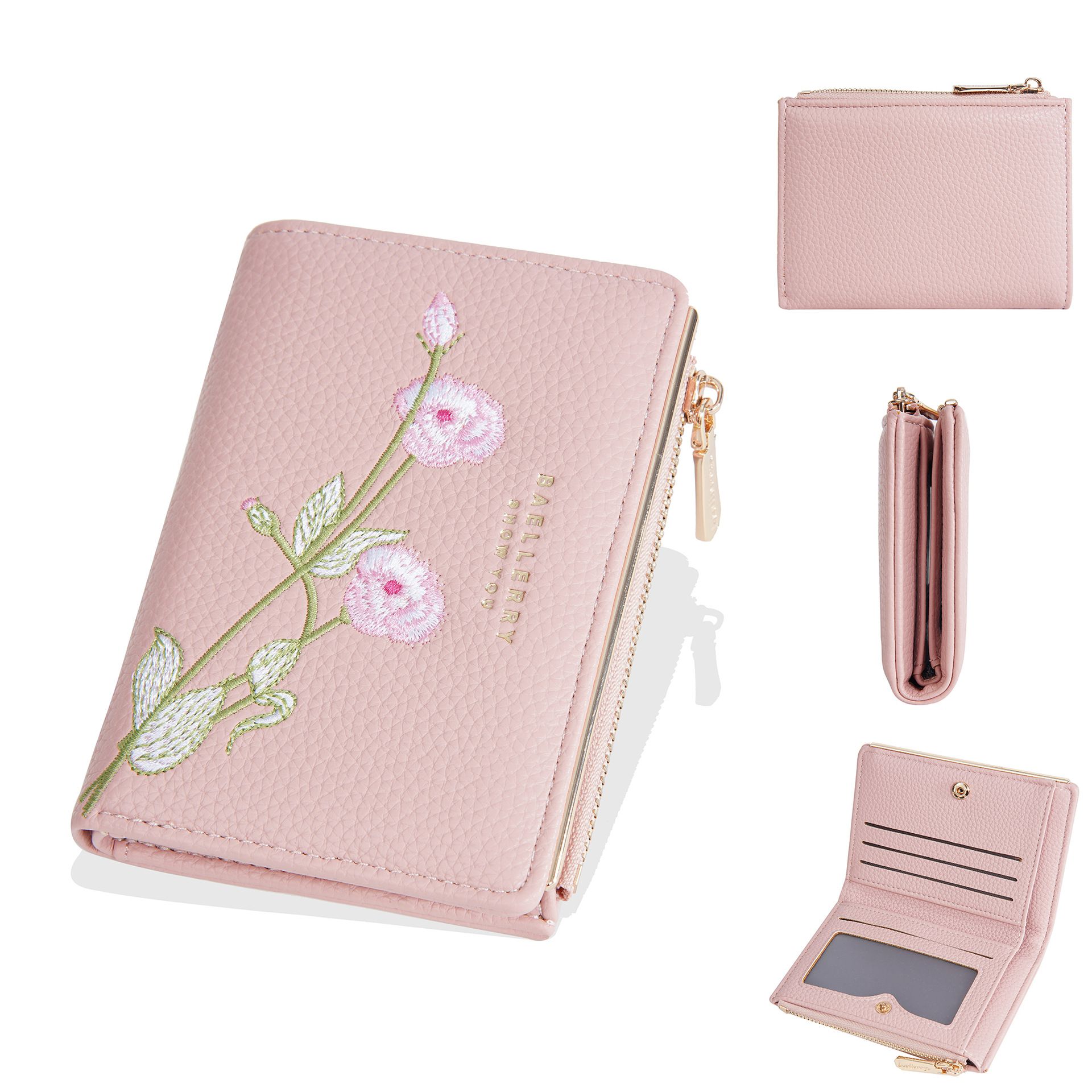 Women's Short Wallet, High-End Embroidery, Money Bag, Card Bag, Coin Purse, Fashionable PU Wallet, Women's wallet