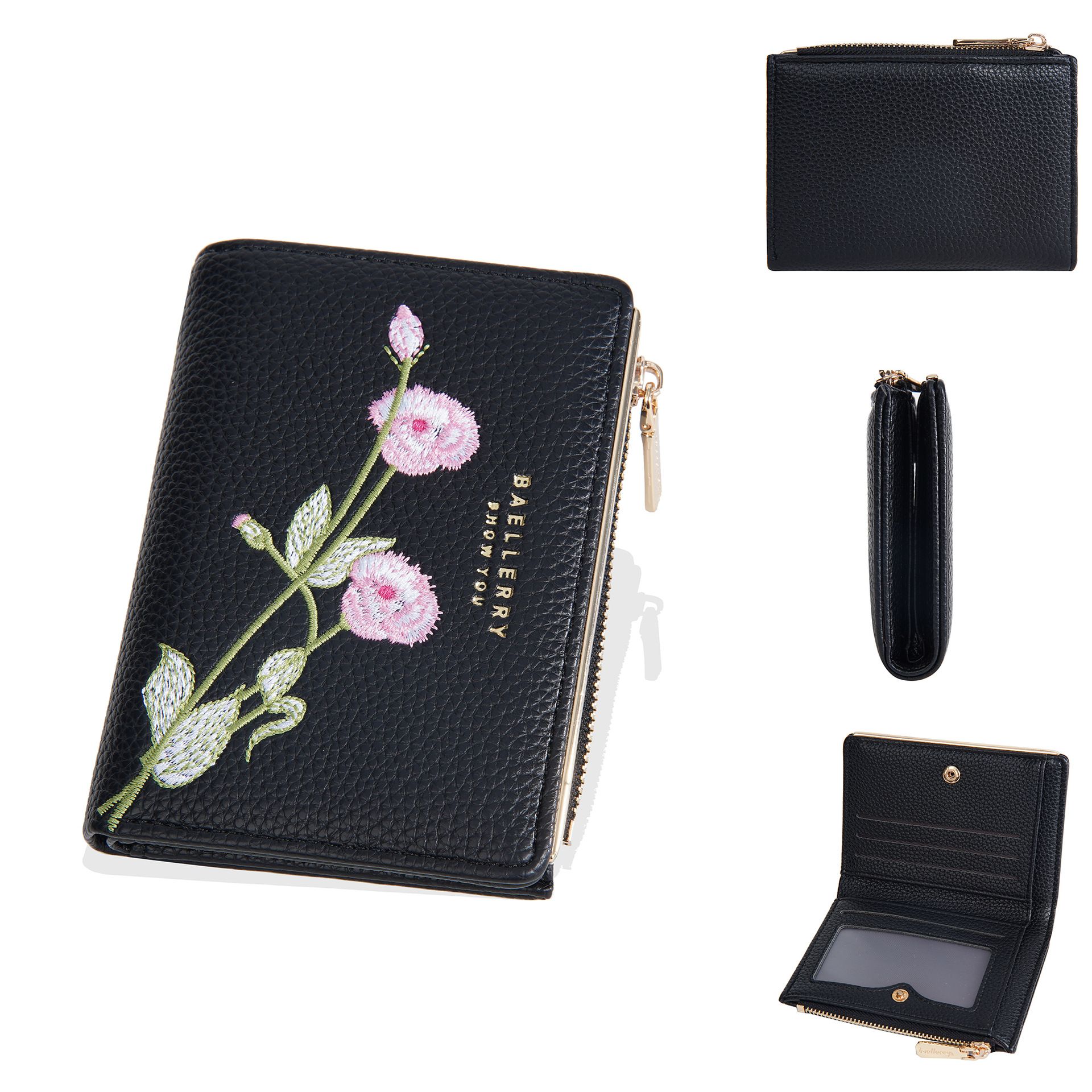 Women's Short Wallet, High-End Embroidery, Money Bag, Card Bag, Coin Purse, Fashionable PU Wallet, Women's wallet