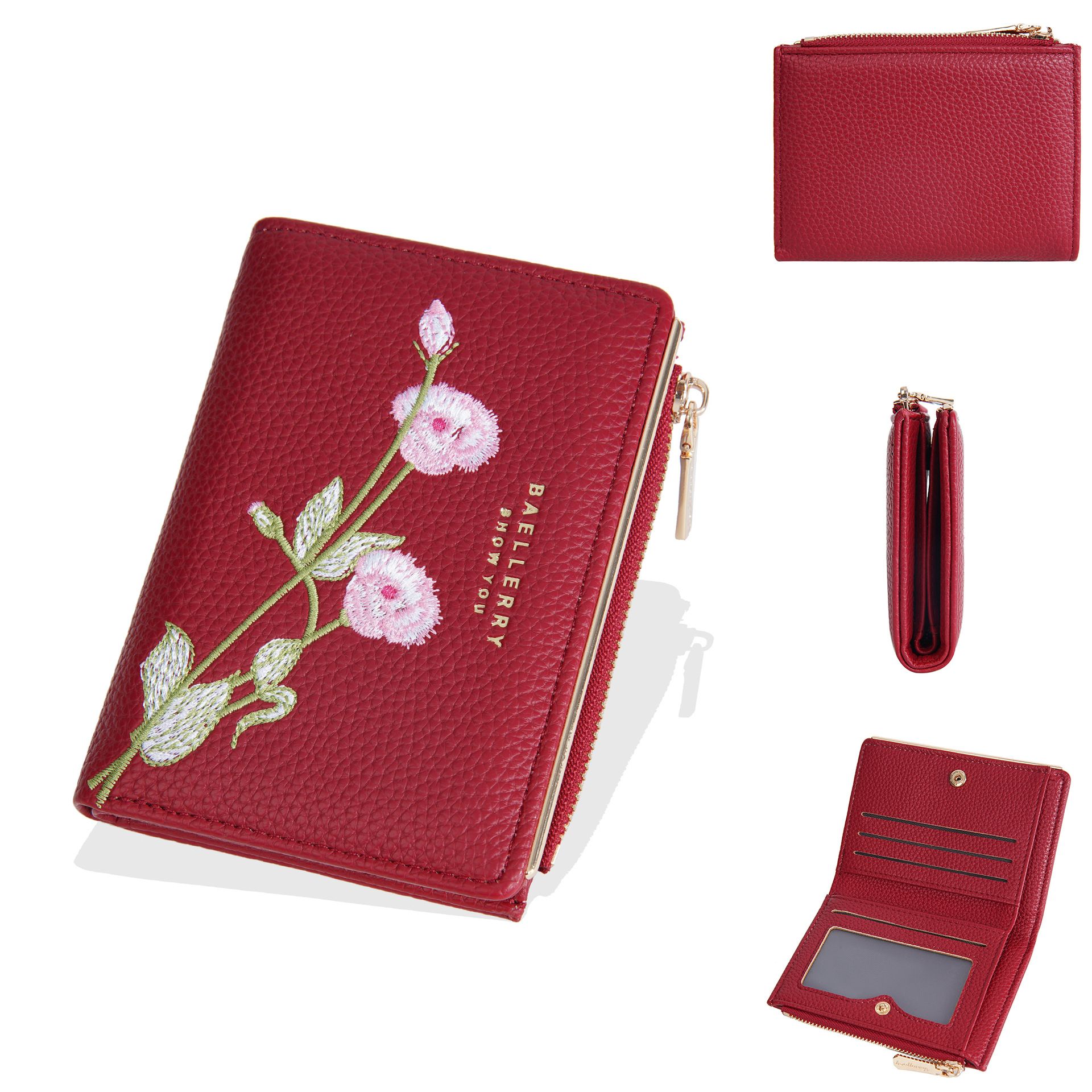 Women's Short Wallet, High-End Embroidery, Money Bag, Card Bag, Coin Purse, Fashionable PU Wallet, Women's wallet