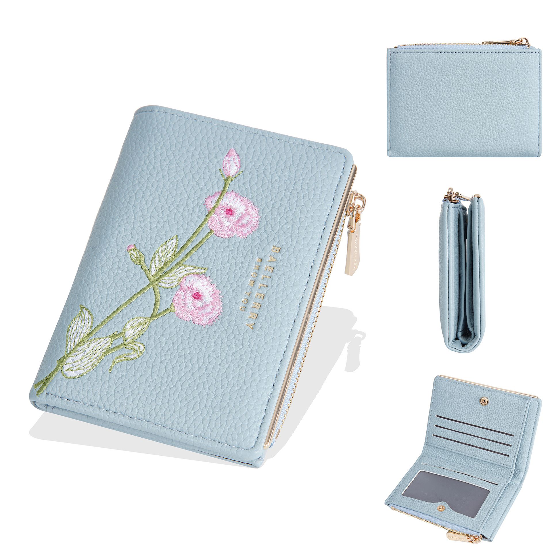 Women's Short Wallet, High-End Embroidery, Money Bag, Card Bag, Coin Purse, Fashionable PU Wallet, Women's wallet