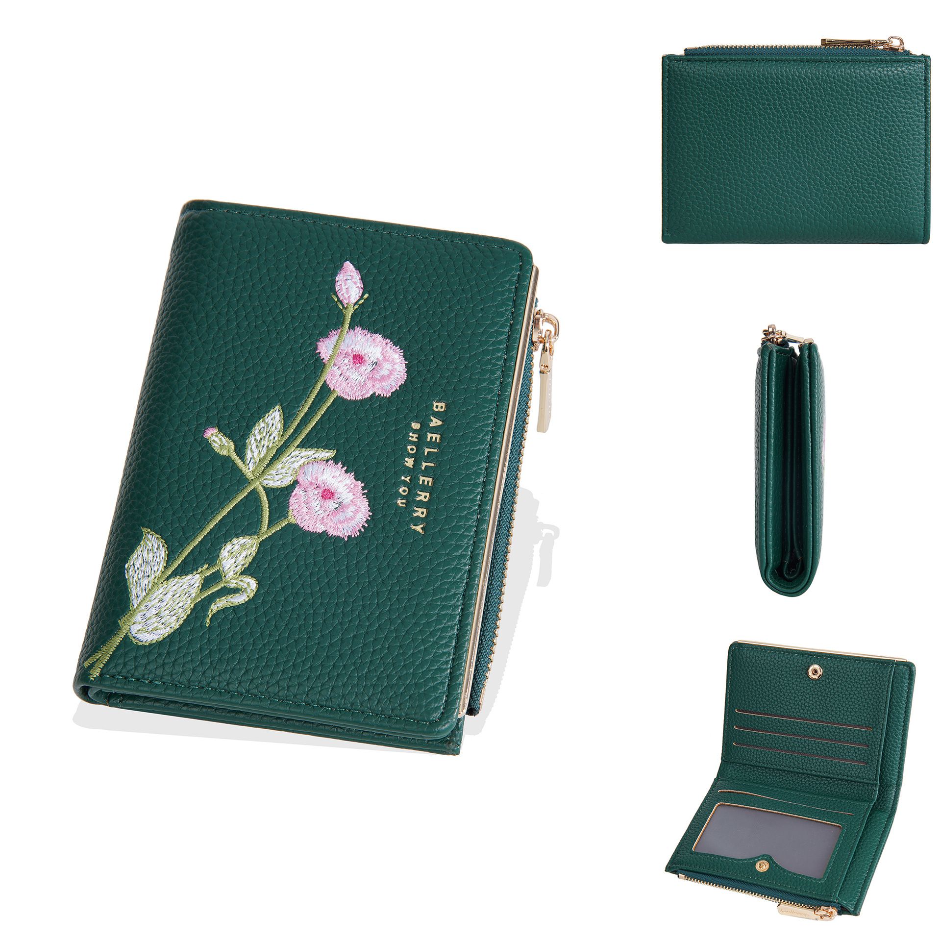 Women's Short Wallet, High-End Embroidery, Money Bag, Card Bag, Coin Purse, Fashionable PU Wallet, Women's wallet