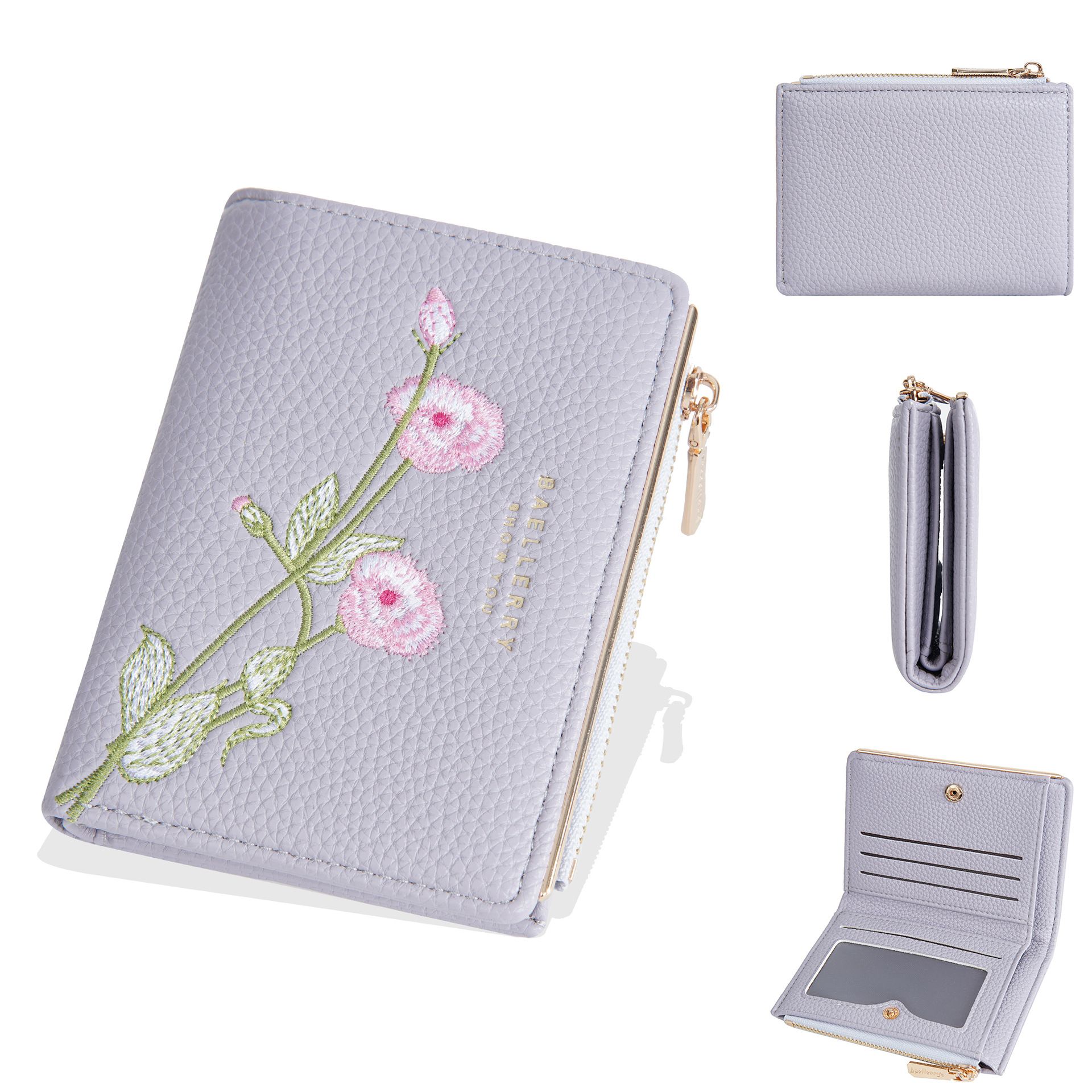 Women's Short Wallet, High-End Embroidery, Money Bag, Card Bag, Coin Purse, Fashionable PU Wallet, Women's wallet