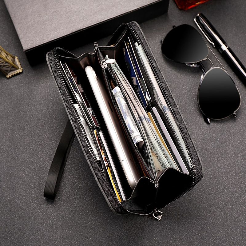 Wallet Double Zipper Men's Business Handbag Large Capacity Long Fashion Wallet Phone Bag