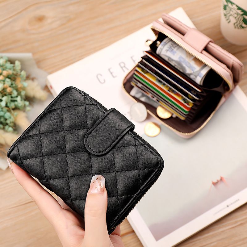 Card Bag Money Women's Lingge Integrated Wallet Women's Short Organ Card Bag Atmospheric Multi functional Wallet