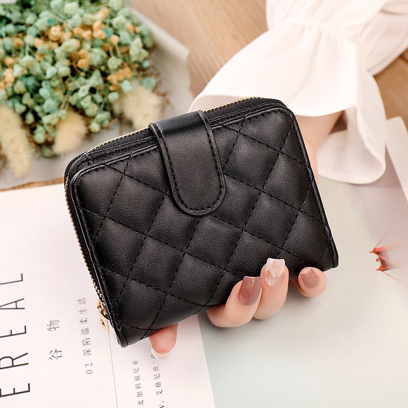 Card Bag Money Women's Lingge Integrated Wallet Women's Short Organ Card Bag Atmospheric Multi functional Wallet