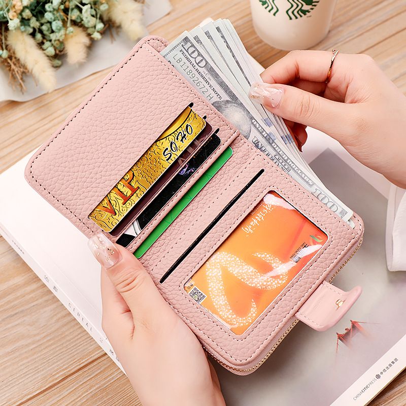 Card Bag Money Women's Lingge Integrated Wallet Women's Short Organ Card Bag Atmospheric Multi functional Wallet