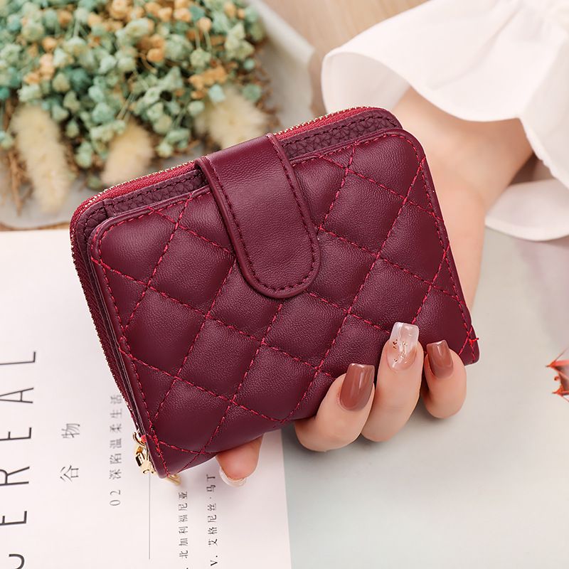 Card Bag Money Women's Lingge Integrated Wallet Women's Short Organ Card Bag Atmospheric Multi functional Wallet