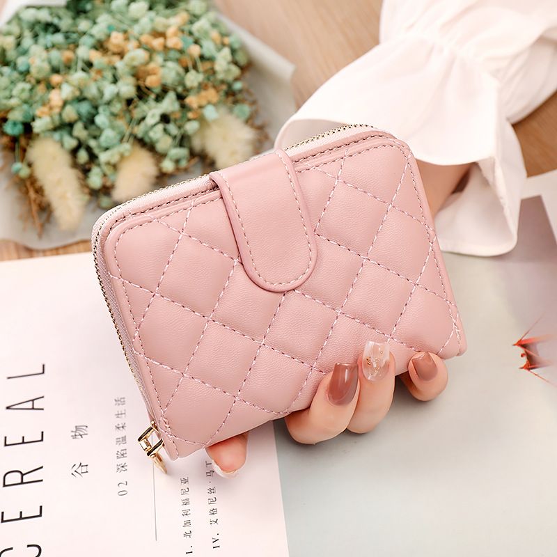 Card Bag Money Women's Lingge Integrated Wallet Women's Short Organ Card Bag Atmospheric Multi functional Wallet