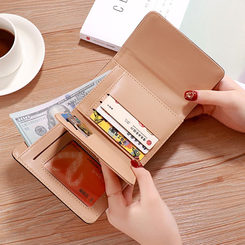 Short Wallet Cute Female Folding Wallet Deer Head Three Fold Small Wallet