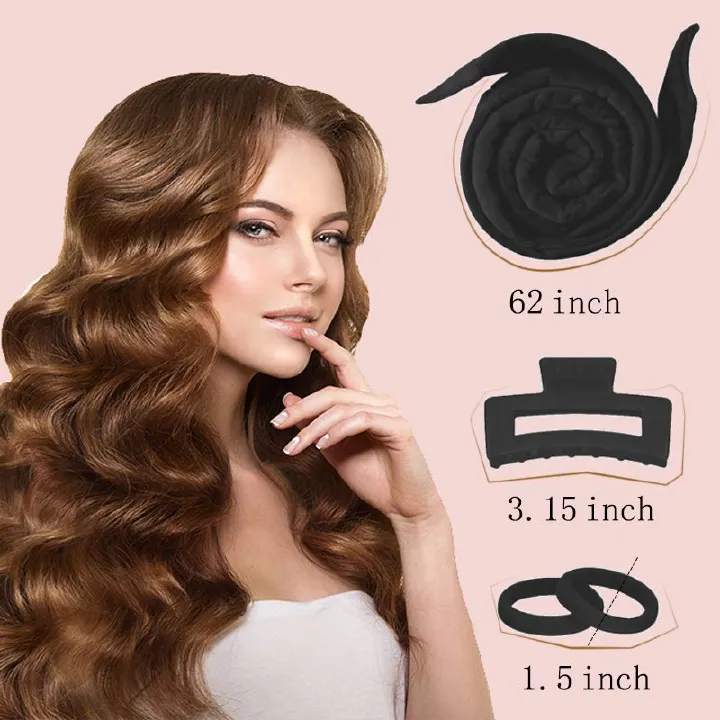New Bow Lazy Curls Waves Sleep Premium Feeling Curling Wand Velvet Hair Coiler