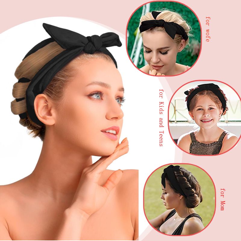 New Bow Lazy Curls Waves Sleep Premium Feeling Curling Wand Velvet Hair Coiler