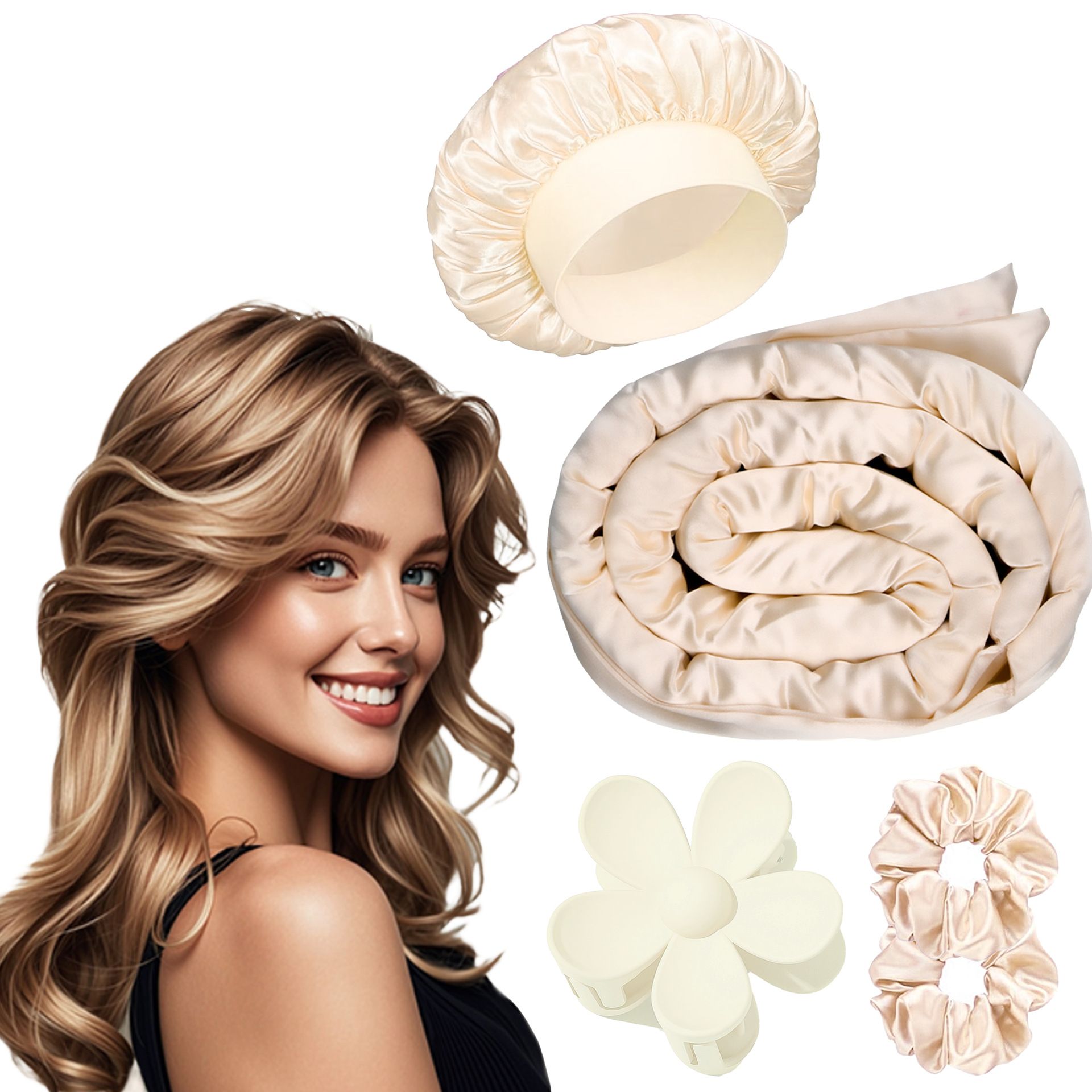New Bow Lazy Curls Waves Sleep Premium Feeling Curling Wand Velvet Hair Coiler