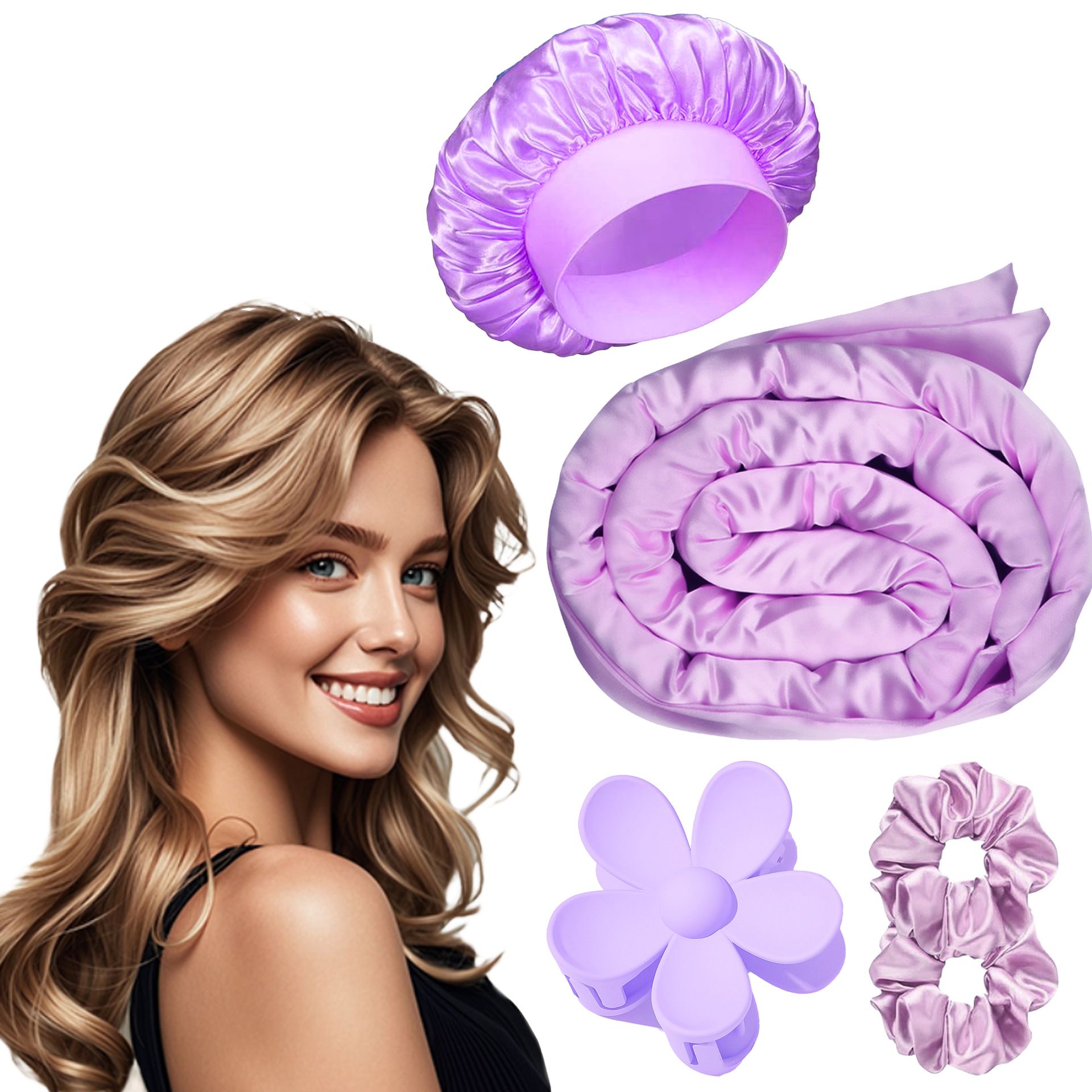 New Bow Lazy Curls Waves Sleep Premium Feeling Curling Wand Velvet Hair Coiler