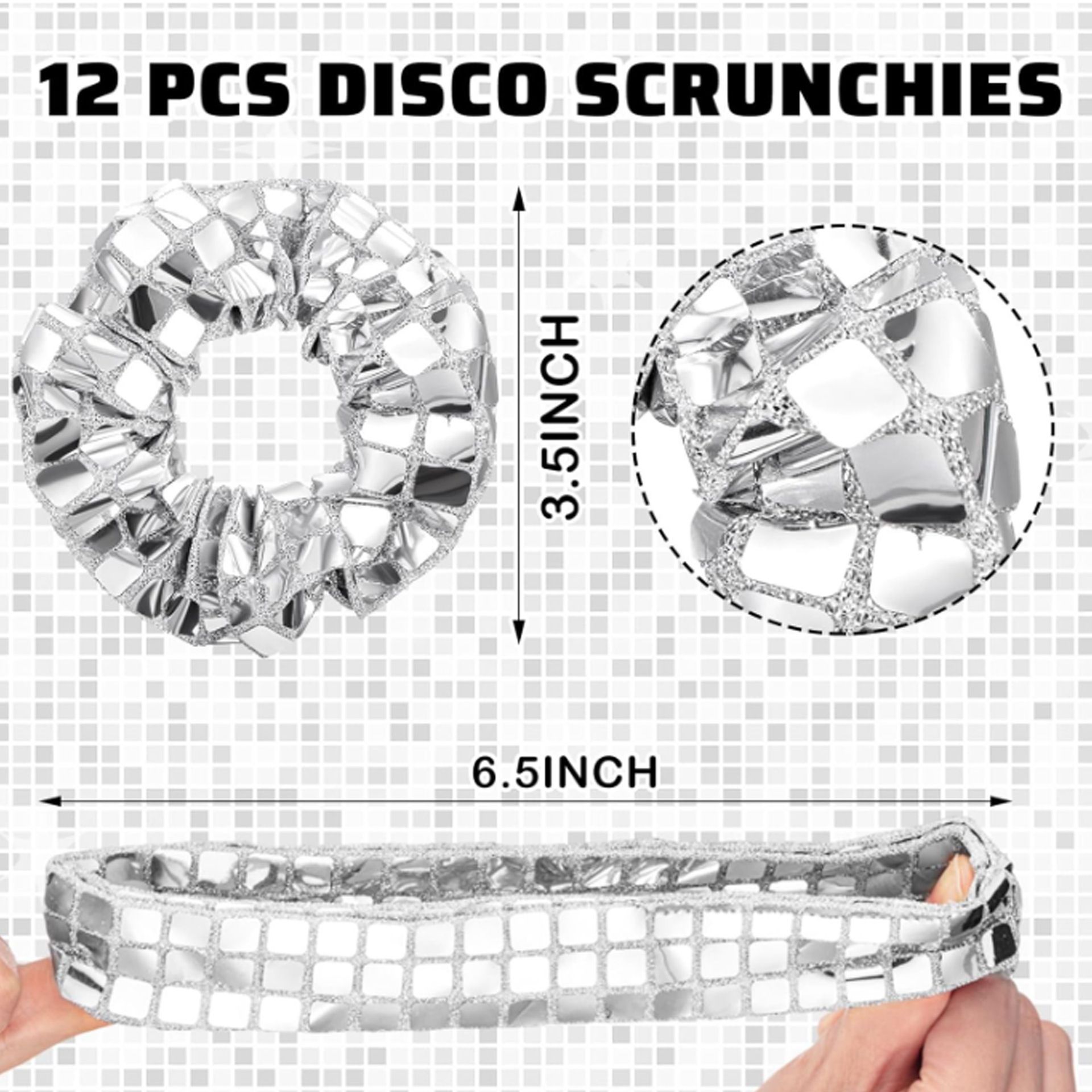 Silver Square Sequins Sausage Hair Bands Light Luxury Sausage Bands Hair Accessories Women High Stretch Hair Bands