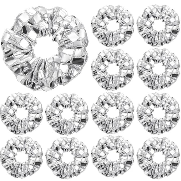 Silver Square Sequins Sausage Hair Bands Light Luxury Sausage Bands Hair Accessories Women High Stretch Hair Bands