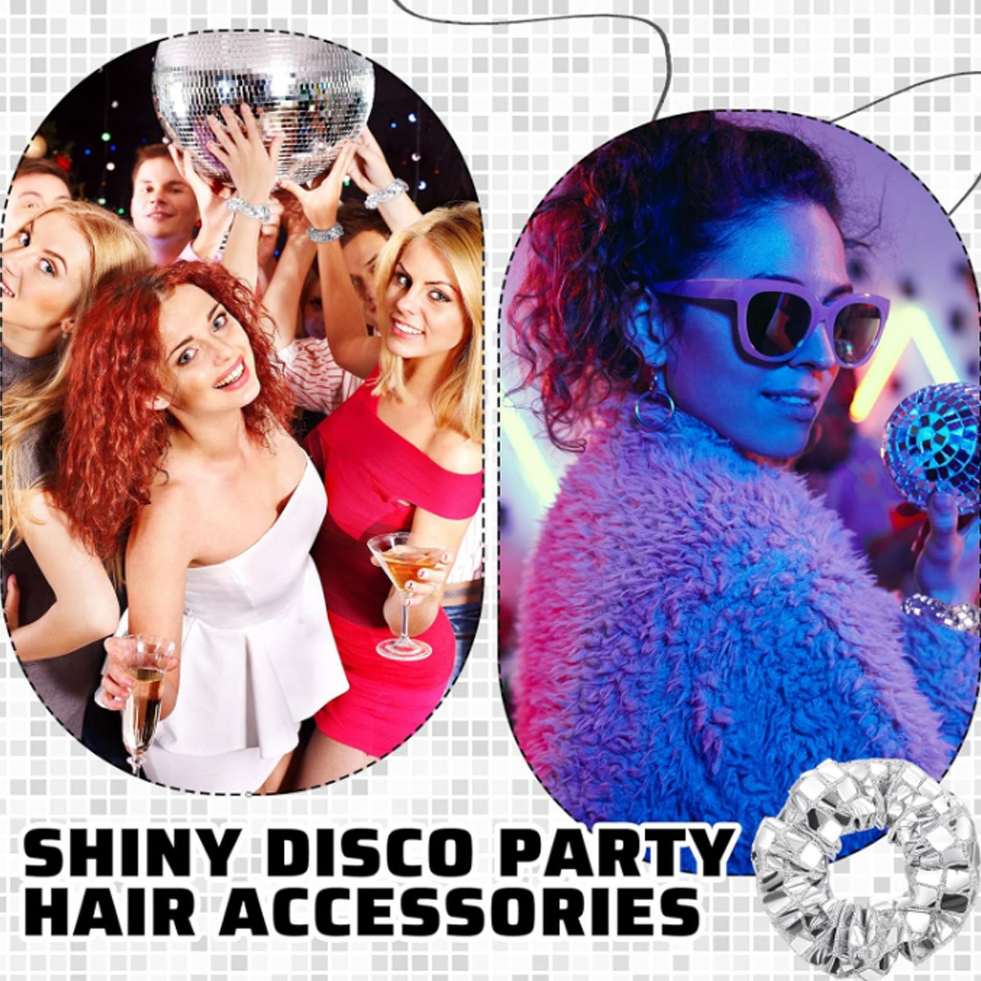 Silver Square Sequins Sausage Hair Bands Light Luxury Sausage Bands Hair Accessories Women High Stretch Hair Bands