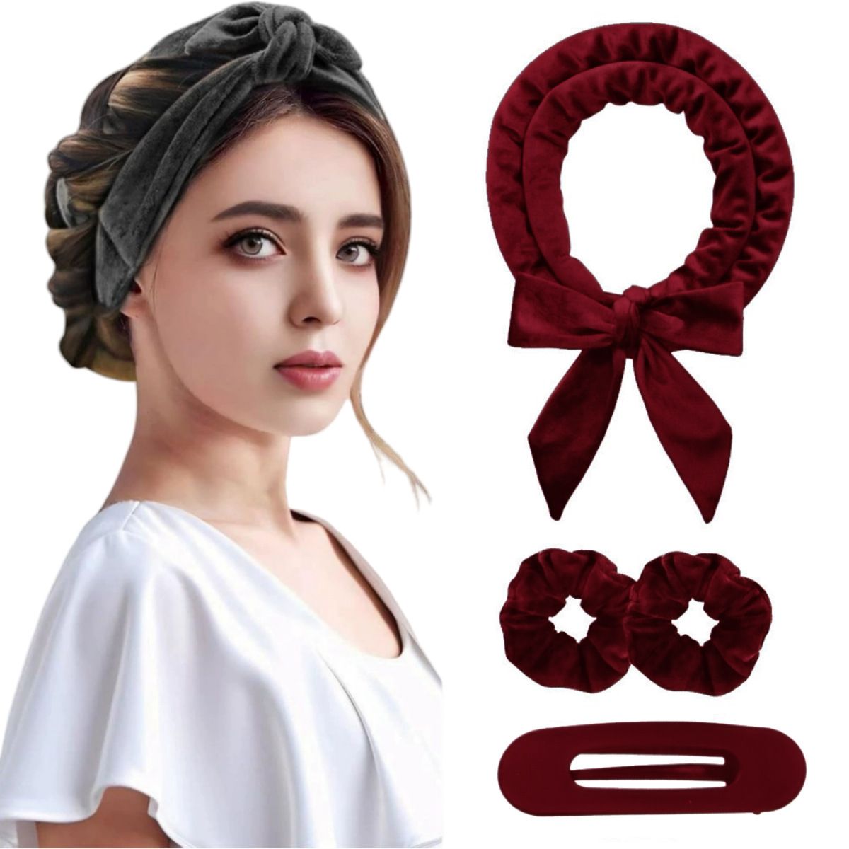 New Bow Lazy Heatless Curling Wand Set Hair Tape Hair Plates
