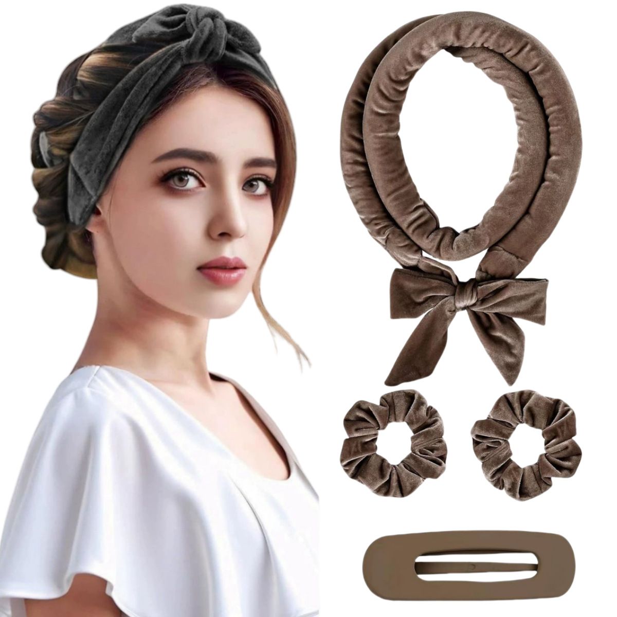 New Bow Lazy Heatless Curling Wand Set Hair Tape Hair Plates