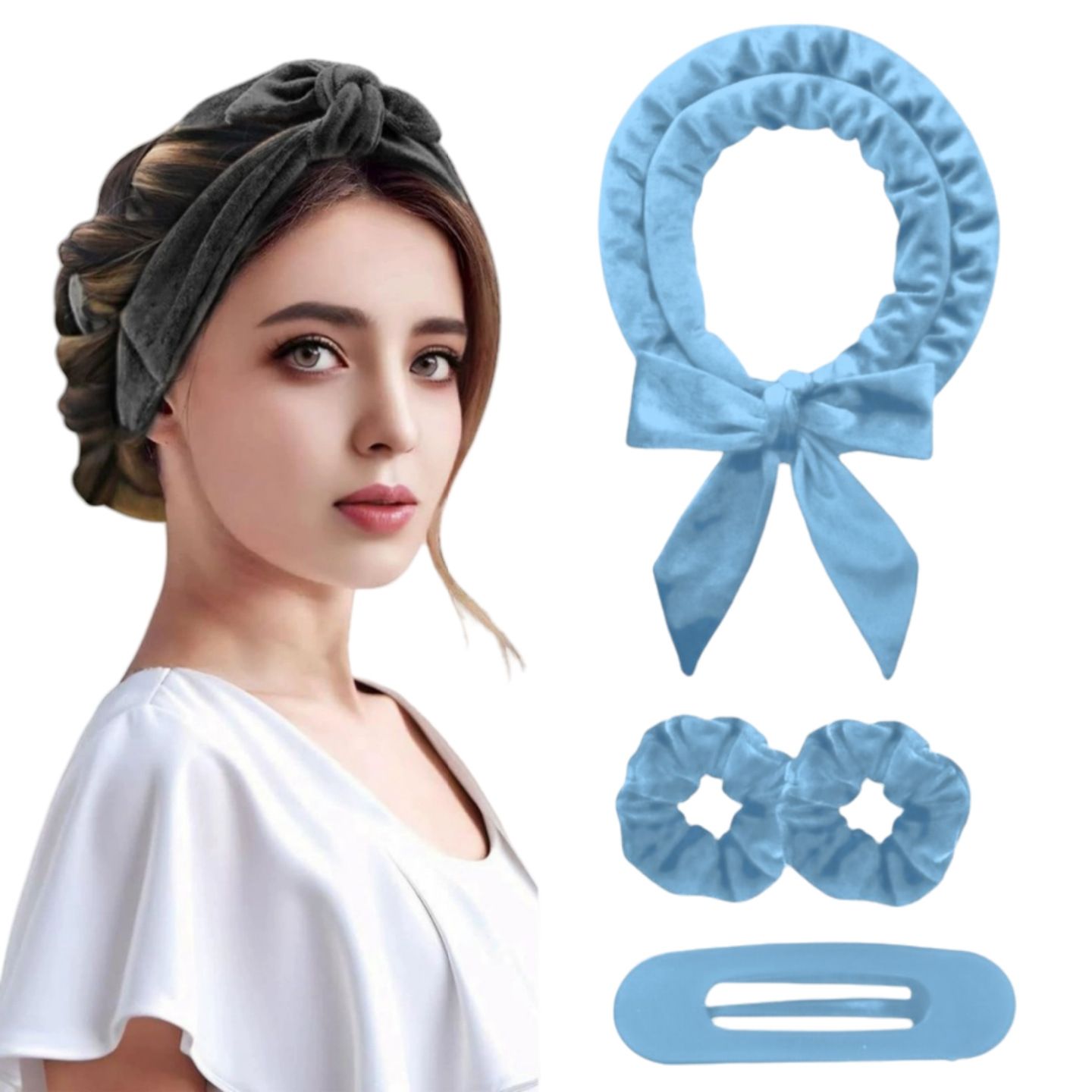 New Bow Lazy Heatless Curling Wand Set Hair Tape Hair Plates
