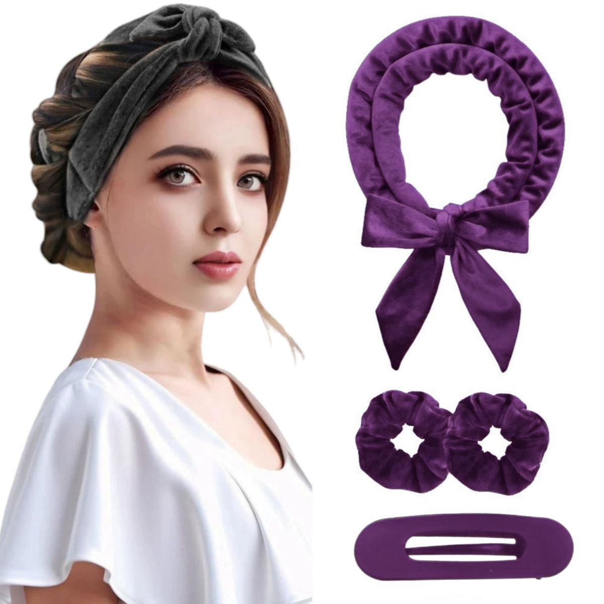 New Bow Lazy Heatless Curling Wand Set Hair Tape Hair Plates