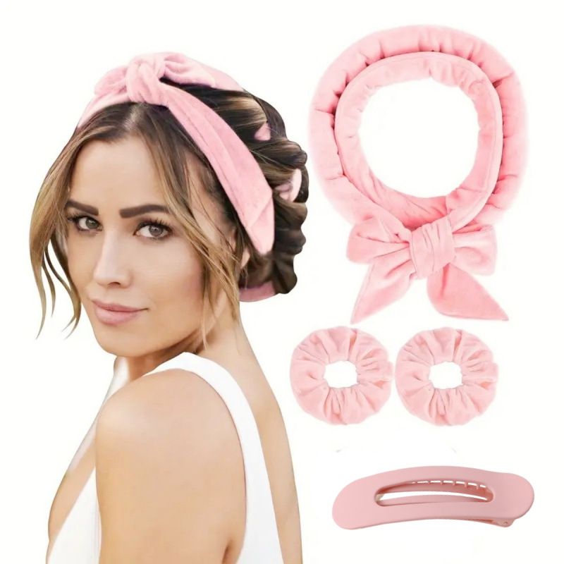 New Bow Lazy Heatless Curling Wand Set Hair Tape Hair Plates