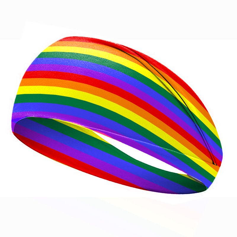 Rainbow Printed Hairbands Men's Headbands Hairbands Yoga Sweat Absorbent Breathable Running Fitness Sports Hairbands Hair Accessories