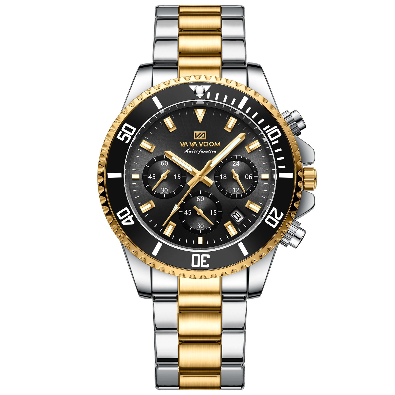 VAVAVOOM - Multifunction Chronograph 3-Eye Quartz Waterproof Luminous Green Aqua Ghost Men's Watch