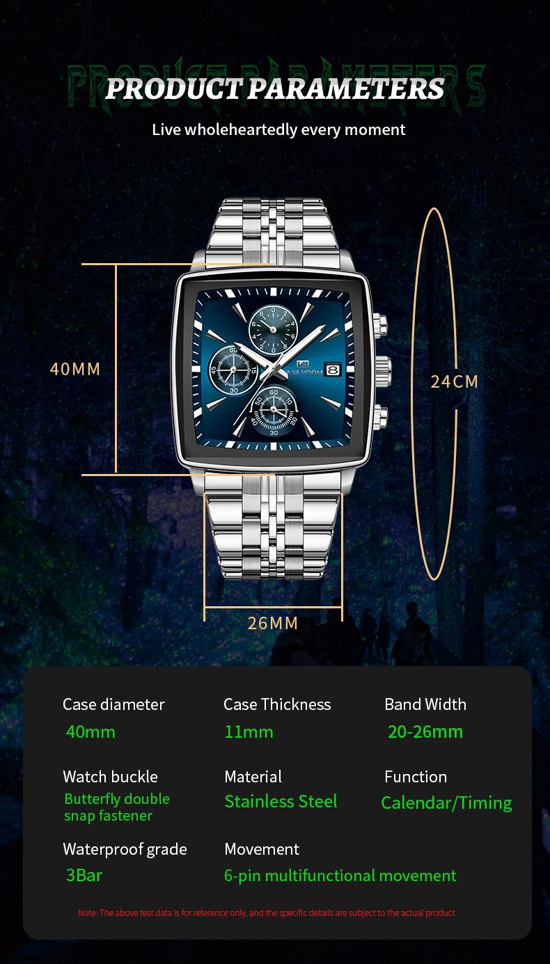 New Multi-function Chronograph Business Men's Watch Waterproof Luminous Steel Belt Men's Quartz Watch