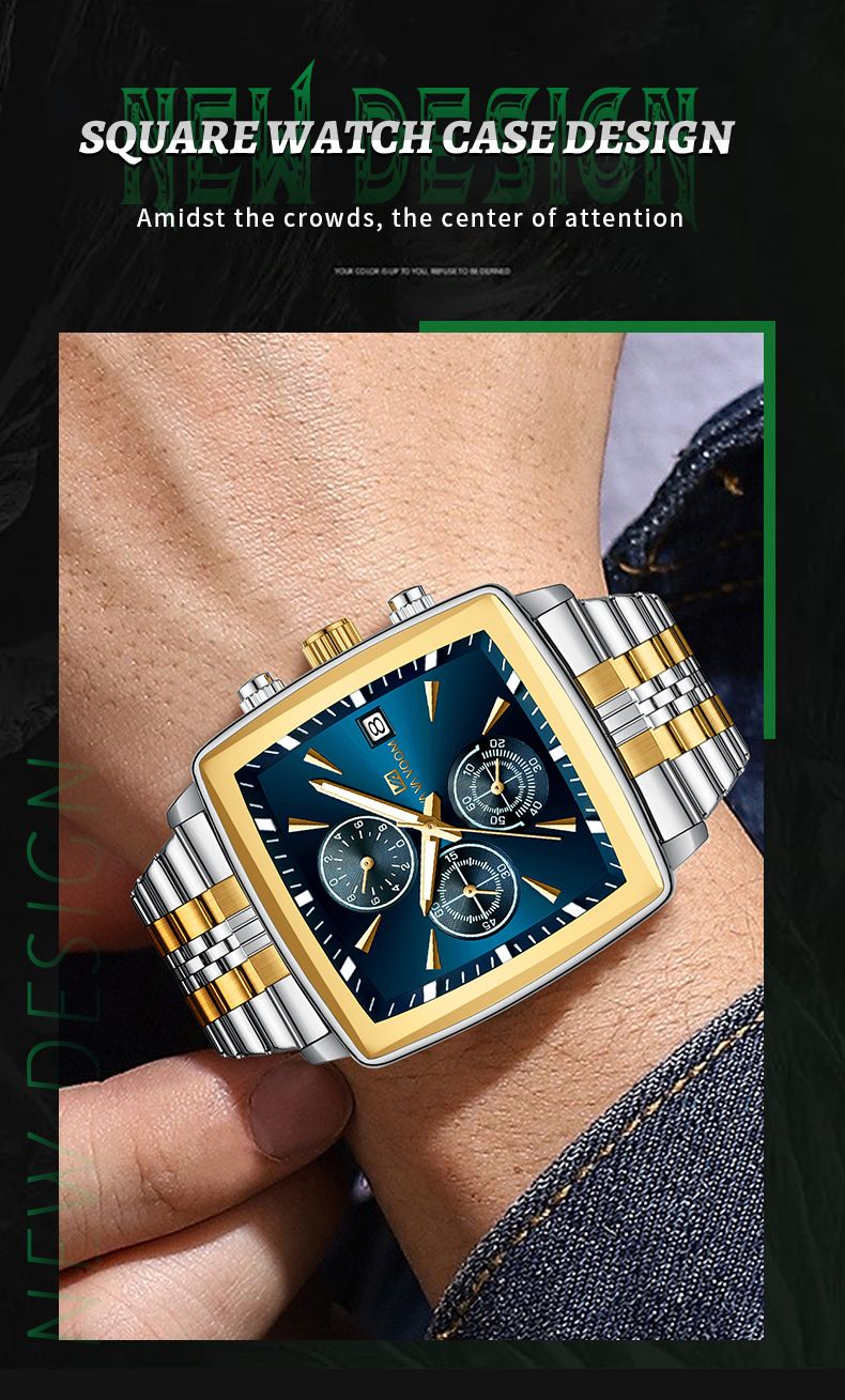 New Multi-function Chronograph Business Men's Watch Waterproof Luminous Steel Belt Men's Quartz Watch