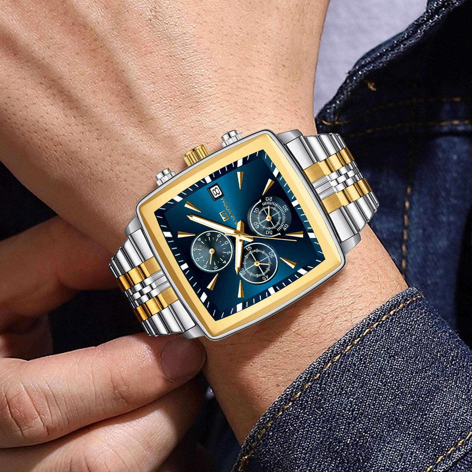 New Multi-function Chronograph Business Men's Watch Waterproof Luminous Steel Belt Men's Quartz Watch