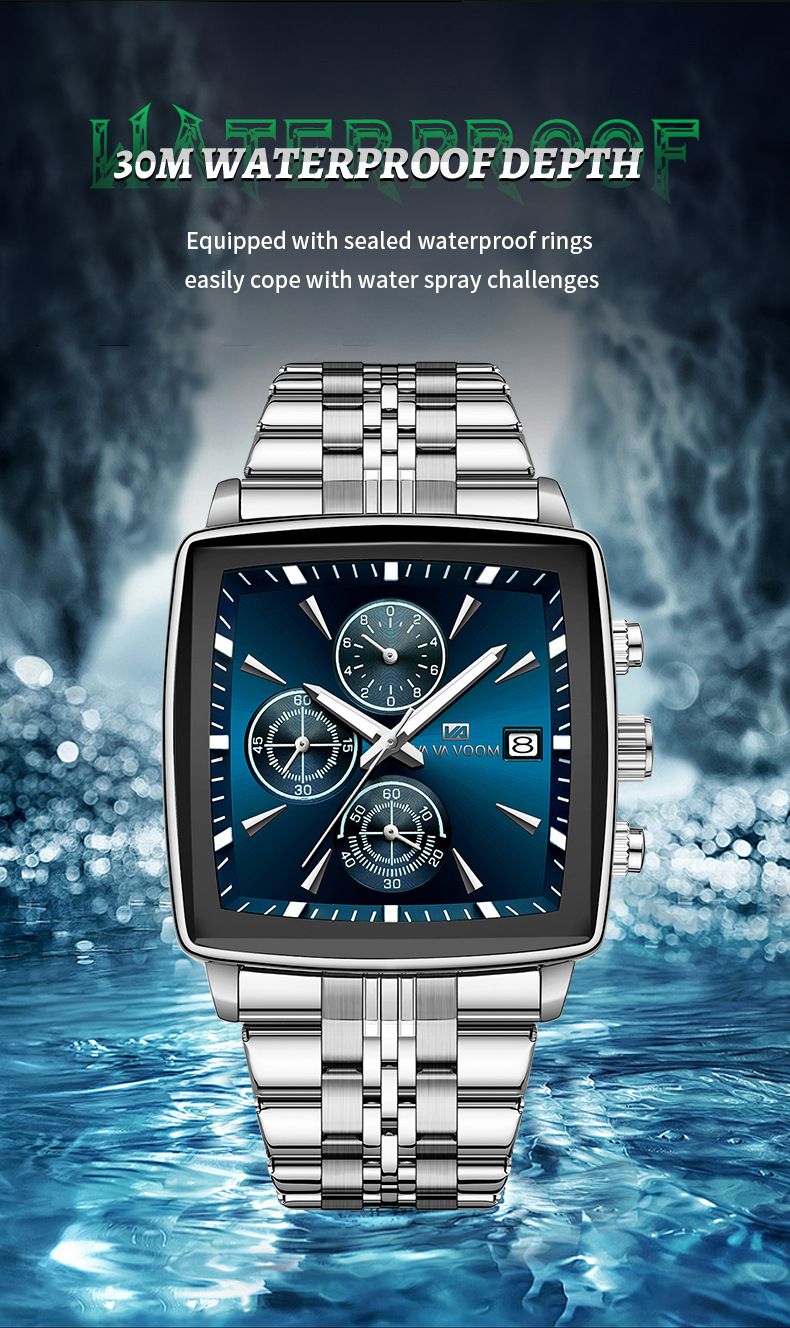 New Multi-function Chronograph Business Men's Watch Waterproof Luminous Steel Belt Men's Quartz Watch