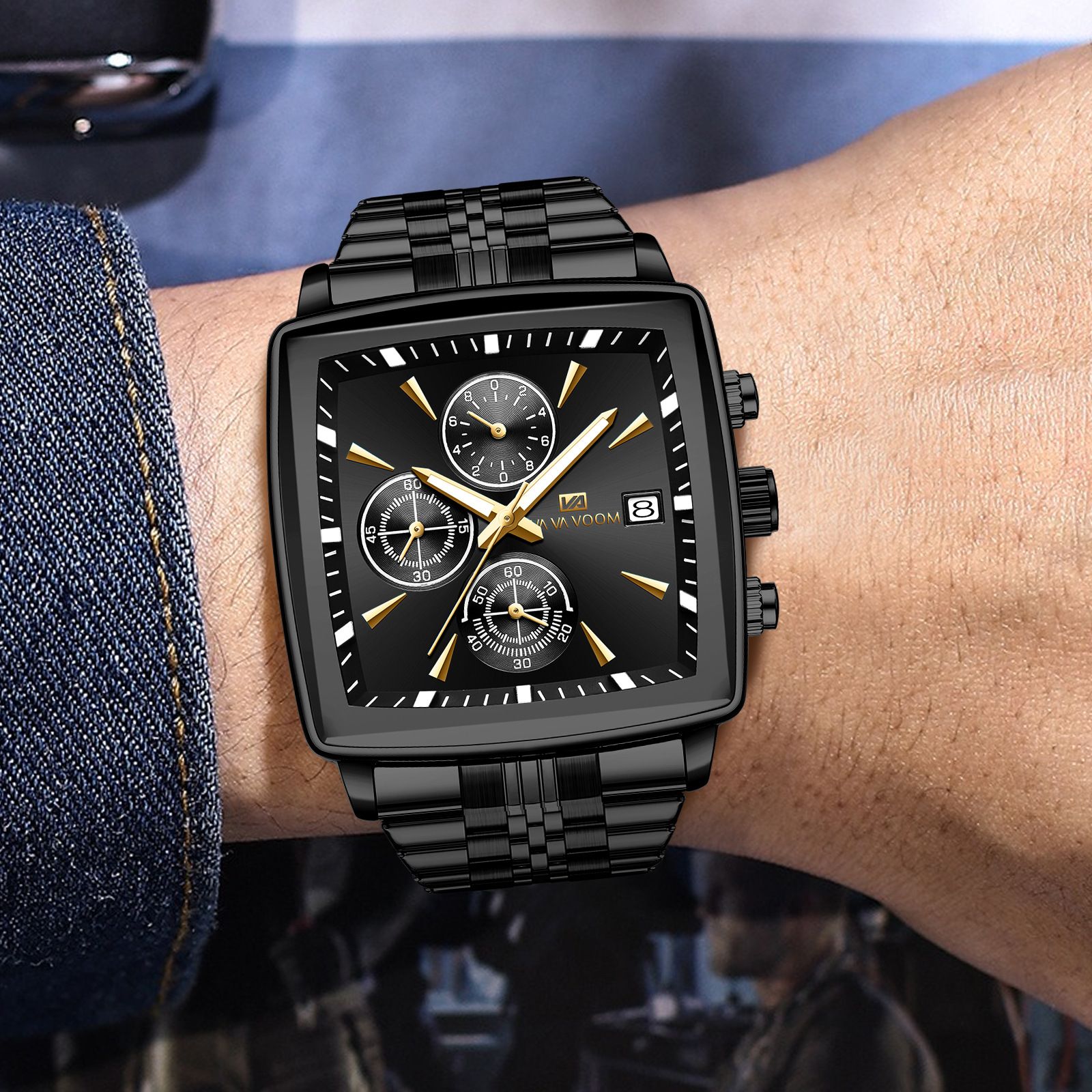 New Multi-function Chronograph Business Men's Watch Waterproof Luminous Steel Belt Men's Quartz Watch