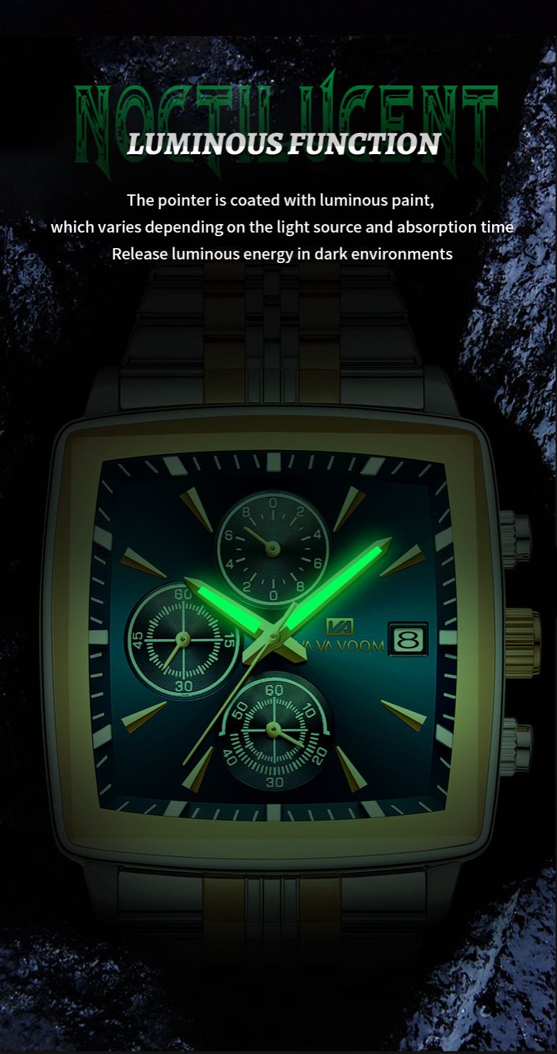 New Multi-function Chronograph Business Men's Watch Waterproof Luminous Steel Belt Men's Quartz Watch