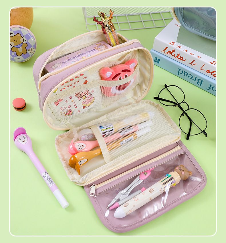 Multi-functional Transparent Pencil Pouch Nine-layer Panda Pencil Pouch