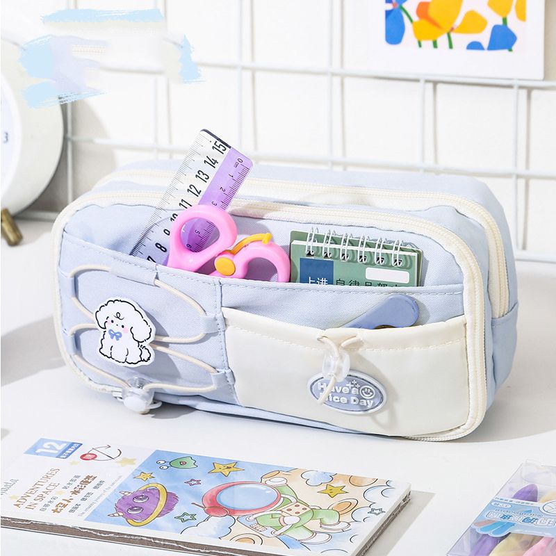 High Quality Customized Wholesale Purple Cute Style Stationery Storage Pen Bag Cute Style for Students Stationery Bag