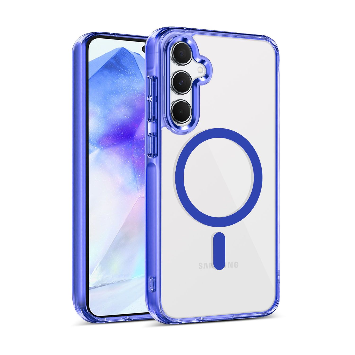 Luxury Shockproof TPU Clear Magnetic Cover for Samsung Galaxy A55 A16 A26 A36 A56 A35 A15 4G/5G S25 Edge S24+ S23 FE PC Slim Transparent Mobile Phone Case
