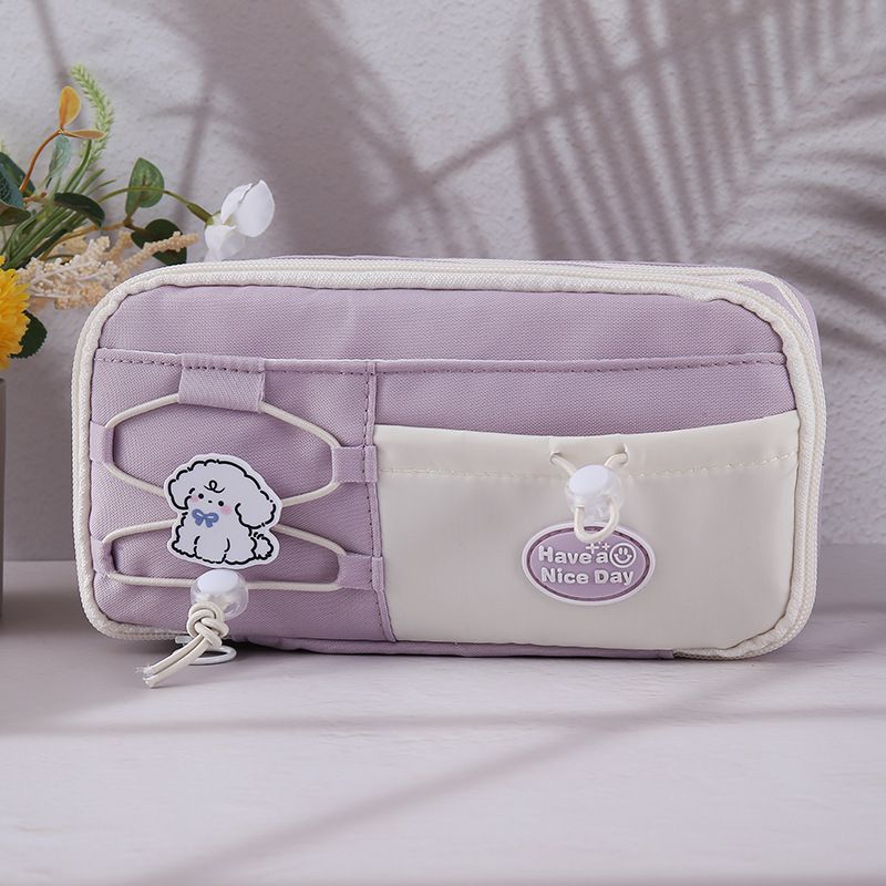 2025 New Cute Salt Double Drawstring Super Cute Pencil case Large Capacity Simple High Appearance Level Pen Bag