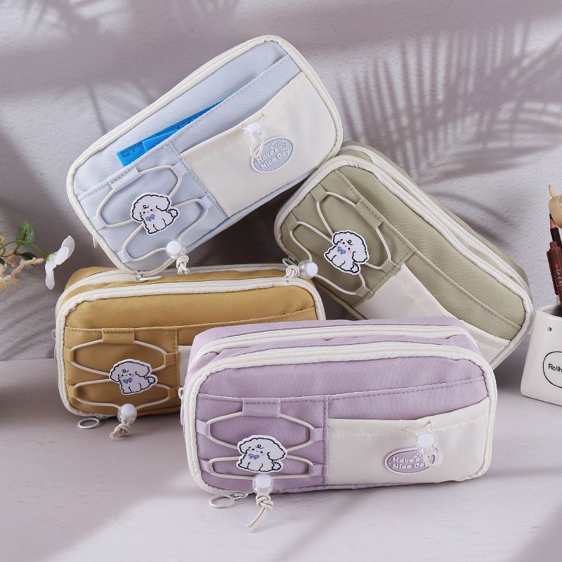 2025 New Cute Salt Double Drawstring Super Cute Pencil case Large Capacity Simple High Appearance Level Pen Bag