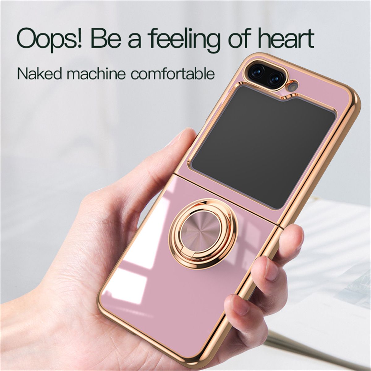 6D Glossy Electroplating Slim Full Coverage Silicone Phone Protective Case with Magnetic Ring Holder for Samsung Galaxy Z Flip 7 6 5 4 3