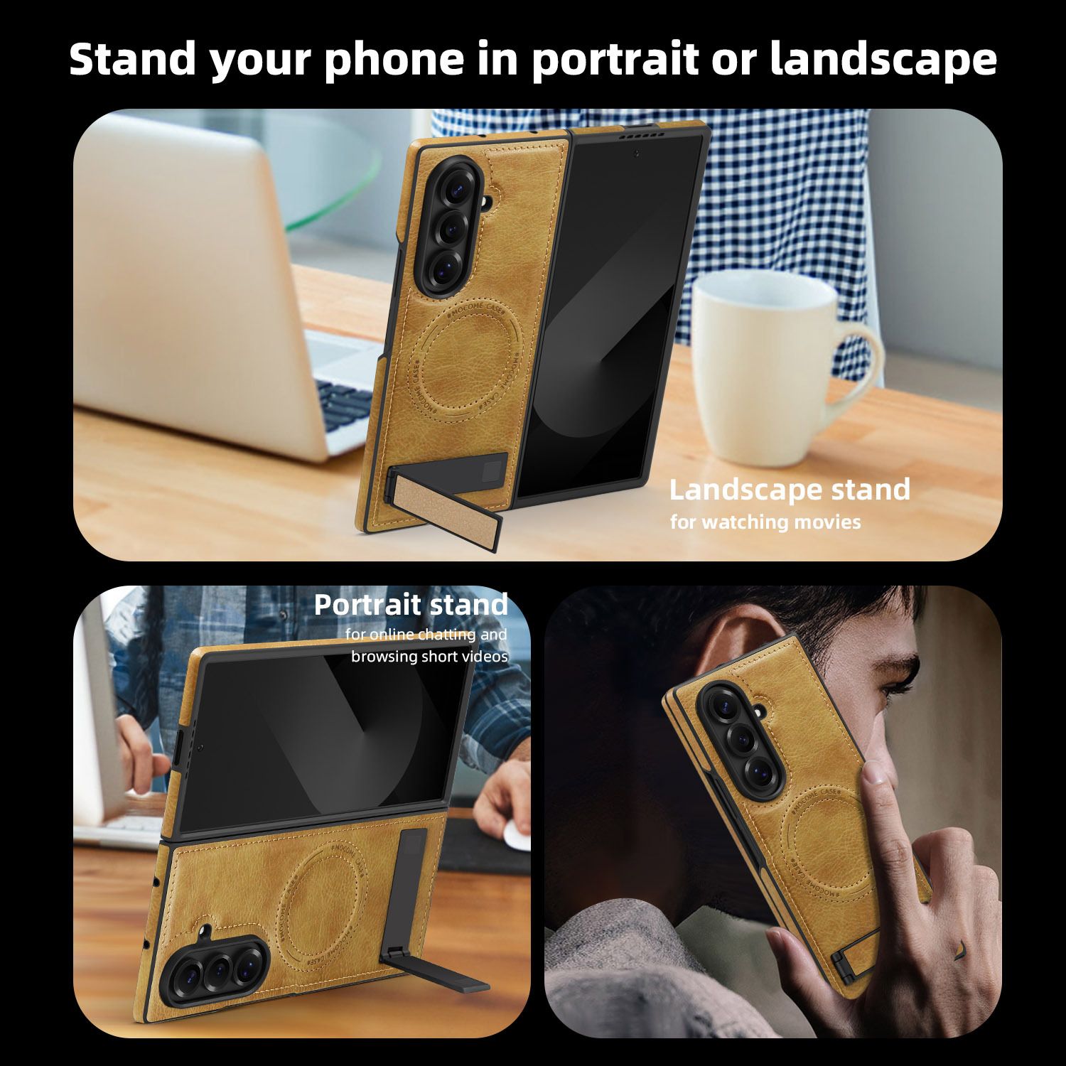 Premium Business Magnetic Folding PU Leather case With Kickstand Holder Phone Case for Samsung Galaxy Z Fold 7 6 5 4 3 Z Flip7 6 5 4 3
